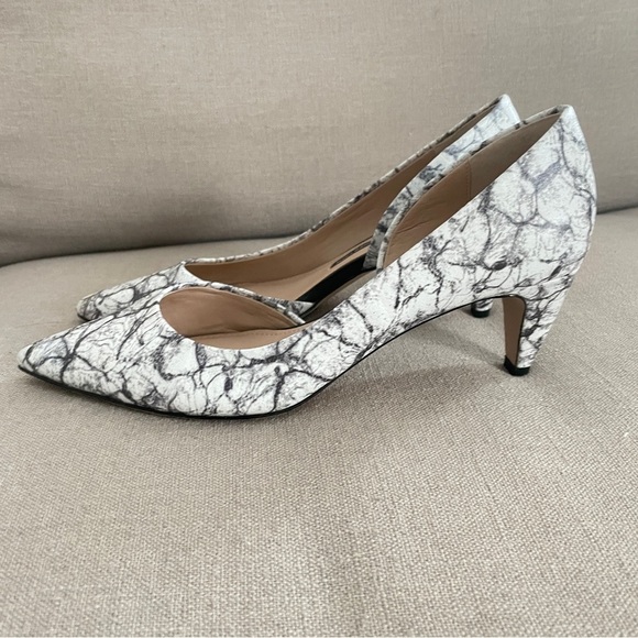 French Connection Kandy Heels Black White Marble D’Orsay Pumps Women’s Size 7.5 - Picture 9 of 9